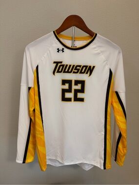 Under Armour Towson White & Gold #22 Long-Sleeve Jersey
